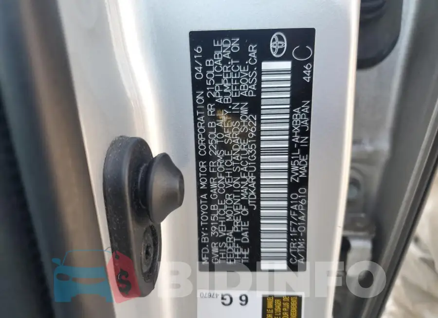 JTDKARFU1G3519622 Photo# 13