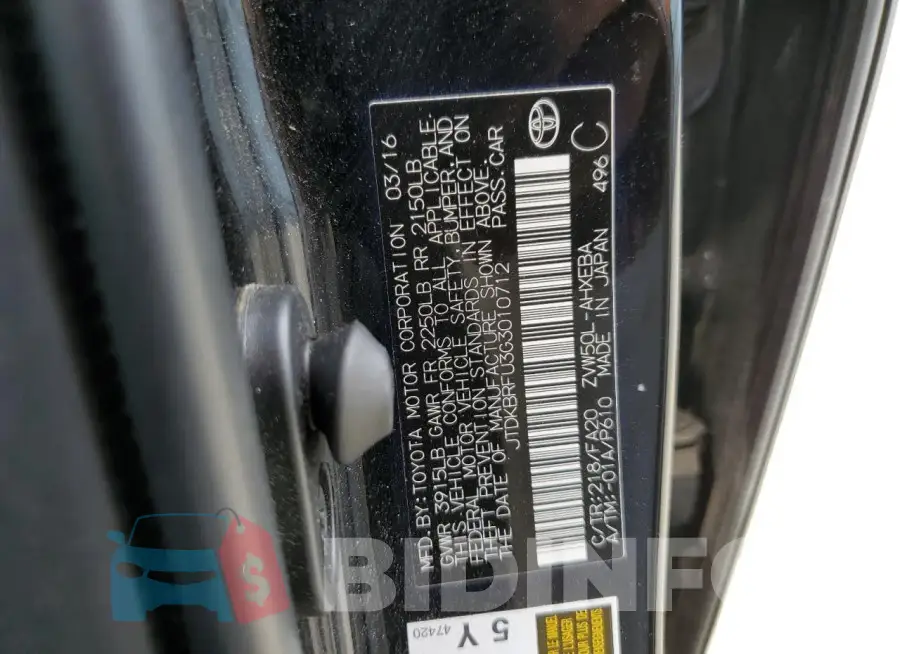 JTDKBRFU3G3010712 Photo# 12