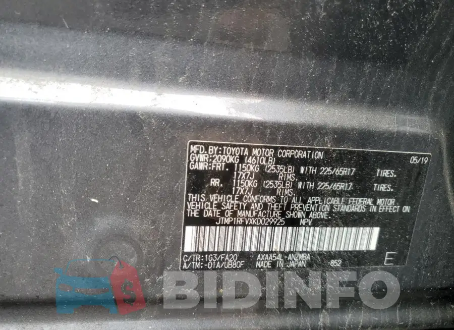 JTMP1RFVXKD029925 Photo# 13