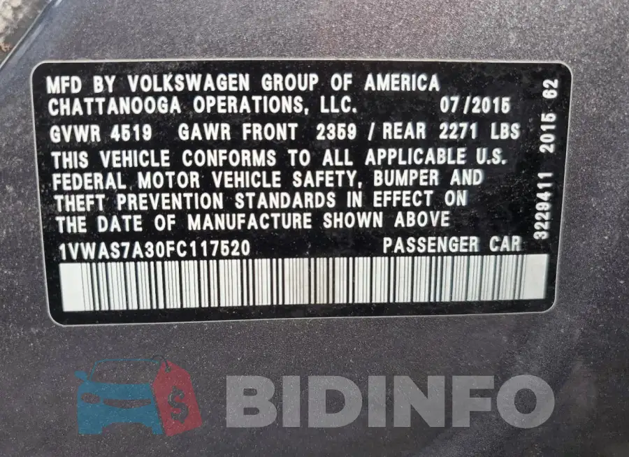 1VWAS7A30FC117520 Photo# 12