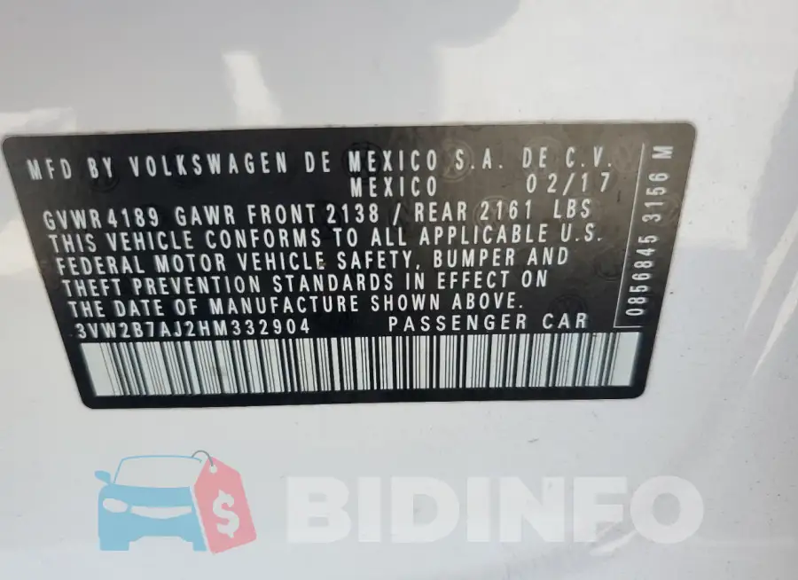 3VW2B7AJ2HM332904 Photo# 12