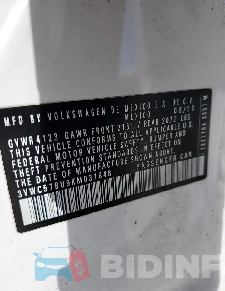 3VWC57BU9KM031848 Photo# 13