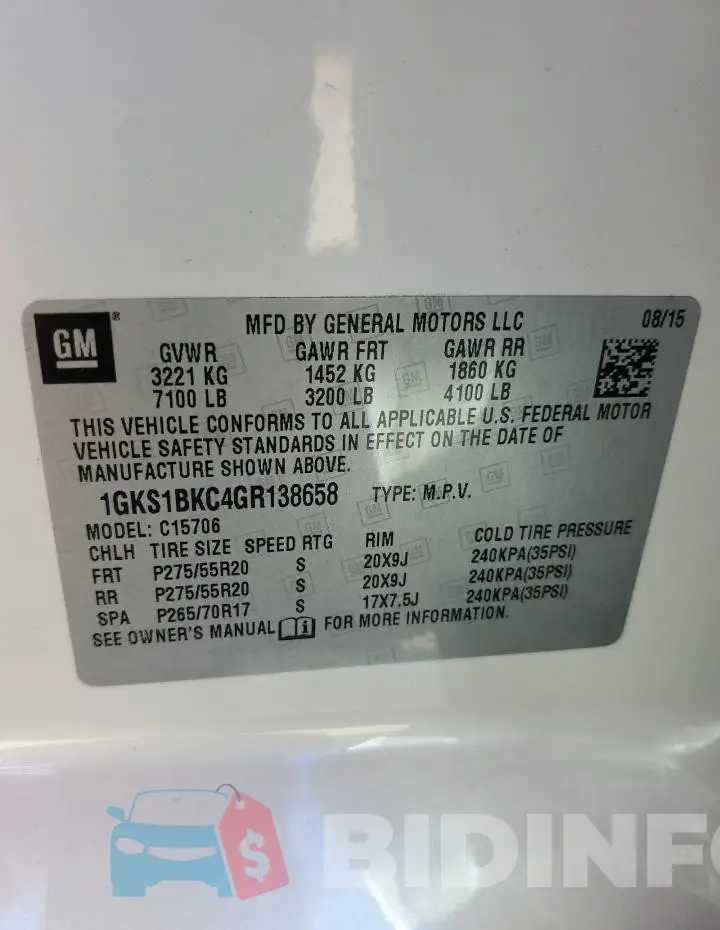 1GKS1BKC4GR138658 Photo# 14