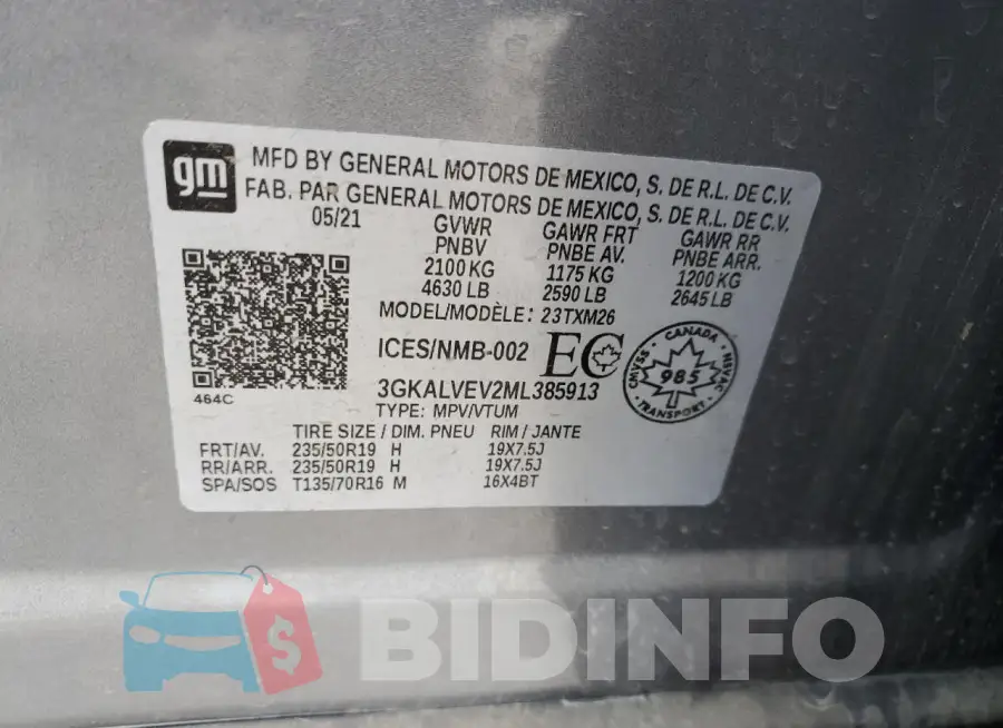 3GKALVEV2ML385913 Photo# 13