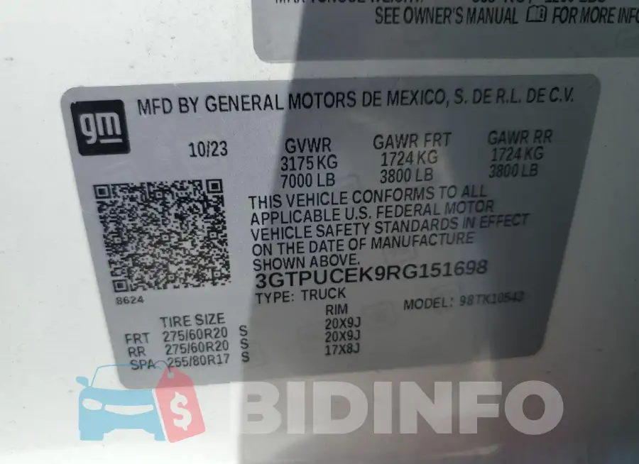 3GTPUCEK9RG151698 Photo# 12