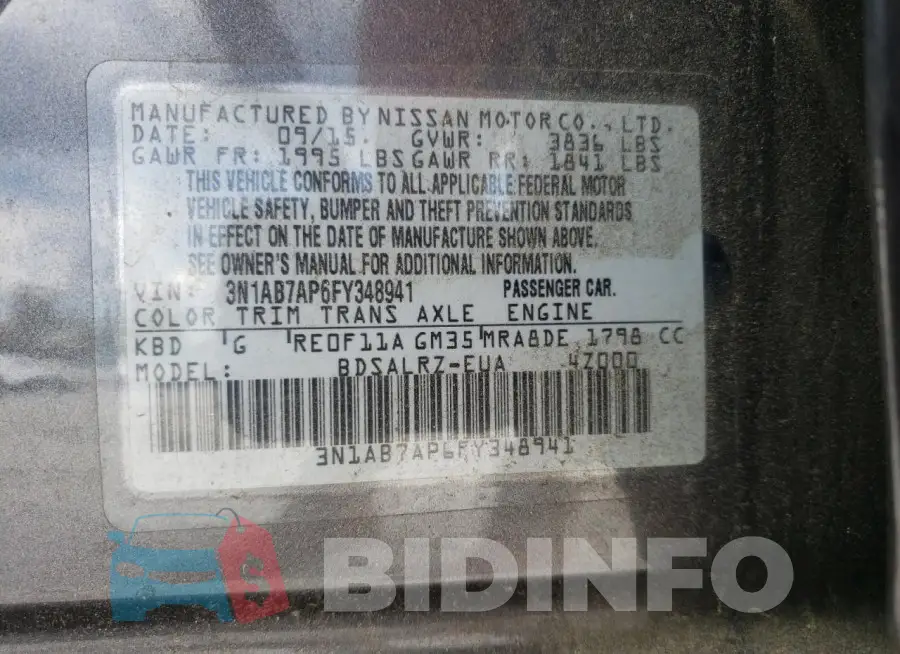 3N1AB7AP6FY348941 Photo# 12