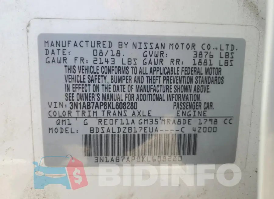 3N1AB7AP8KL608280 Photo# 12