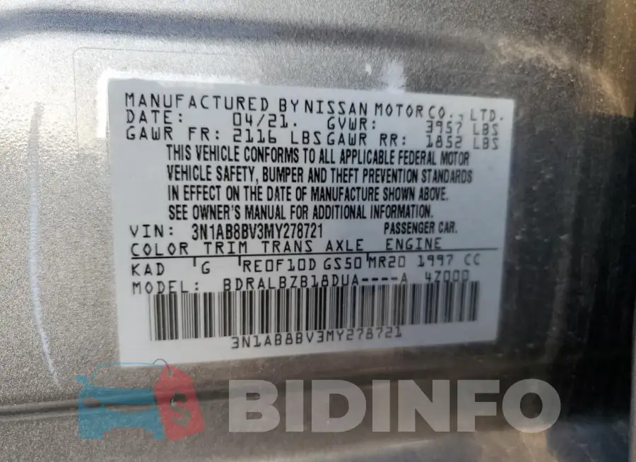 3N1AB8BV3MY278721 Photo# 12