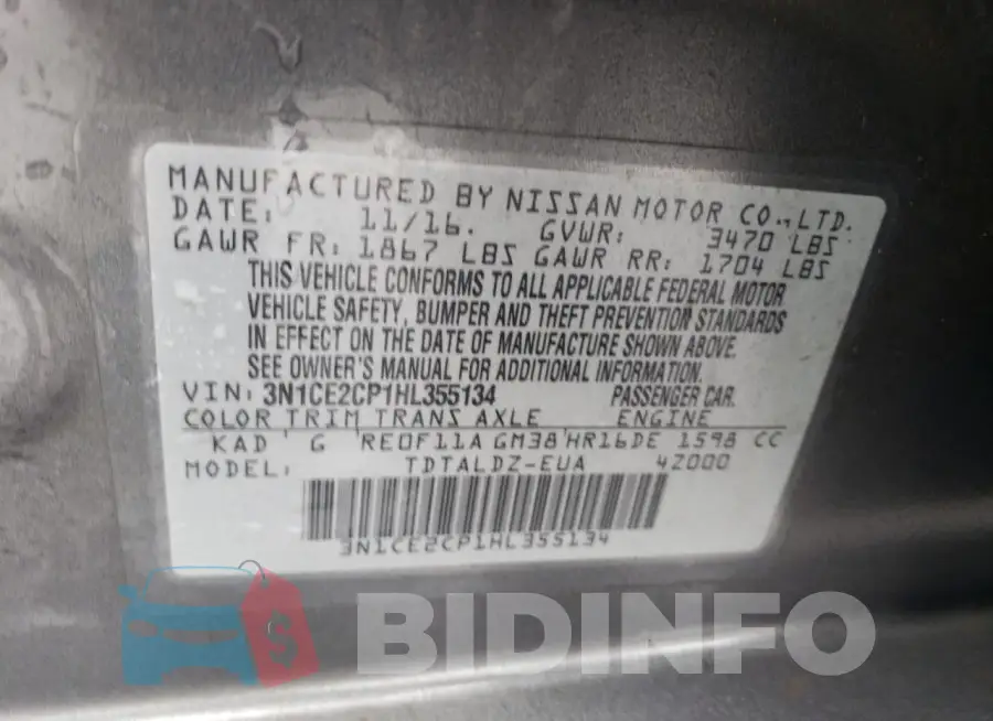 3N1CE2CP1HL355134 Photo# 14