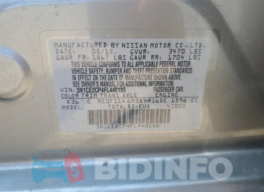 3N1CE2CP4FL440188 Photo# 13