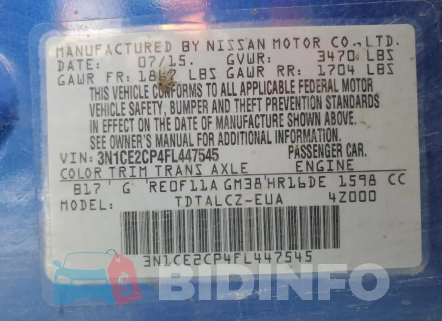 3N1CE2CP4FL447545 Photo# 12