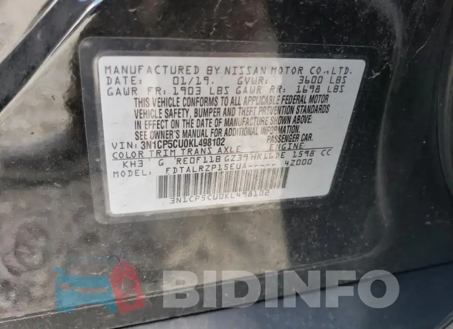 3N1CP5CU0KL498102 Photo# 13