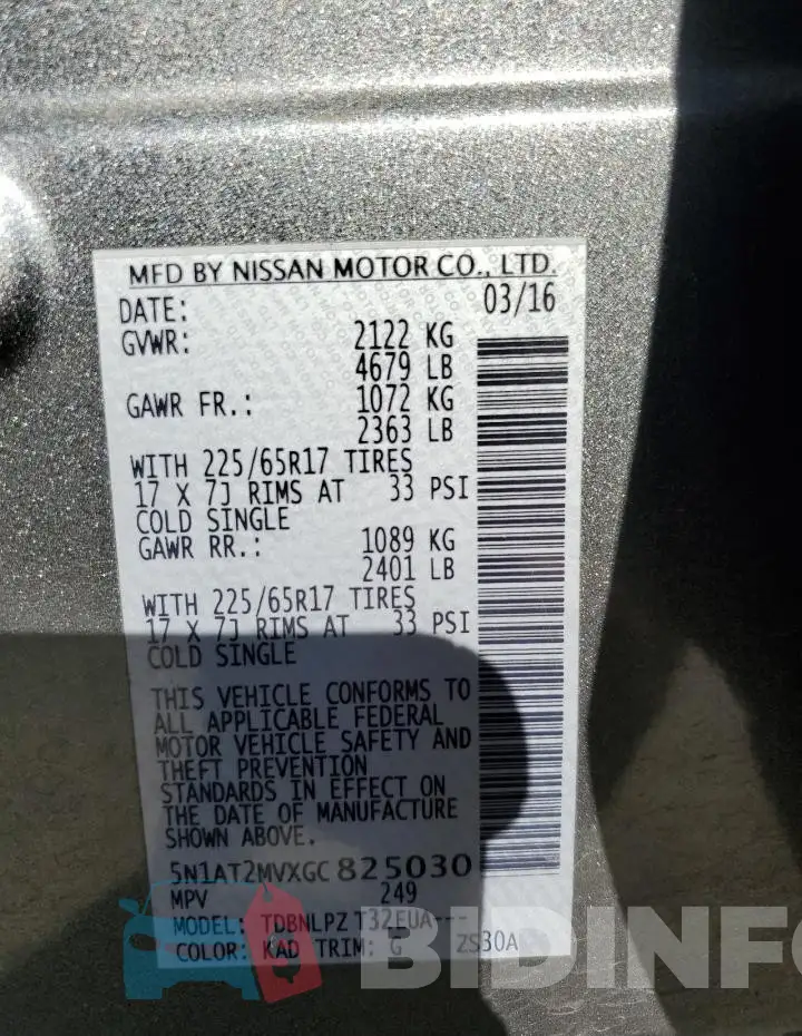 5N1AT2MVXGC825030 Photo# 14