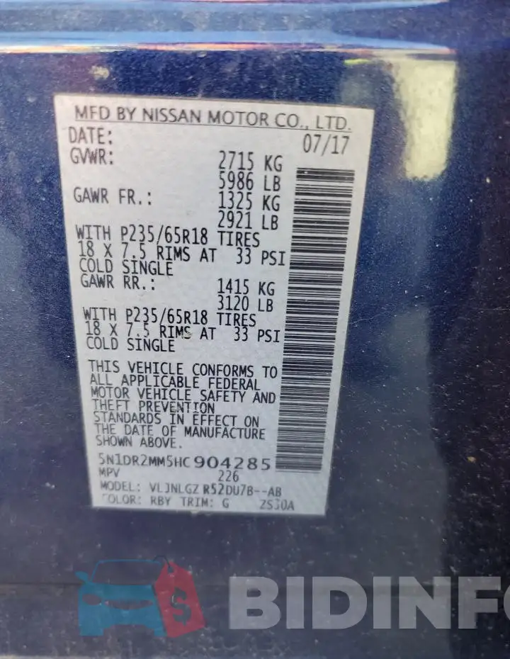5N1DR2MM5HC904285 Photo# 14