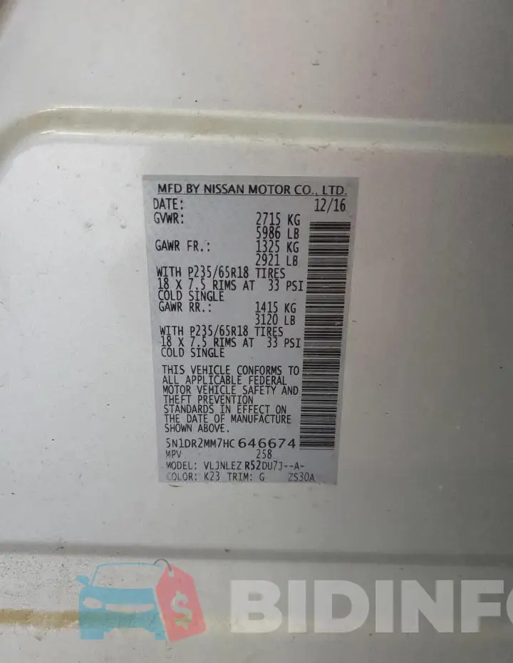 5N1DR2MM7HC646674 Photo# 13
