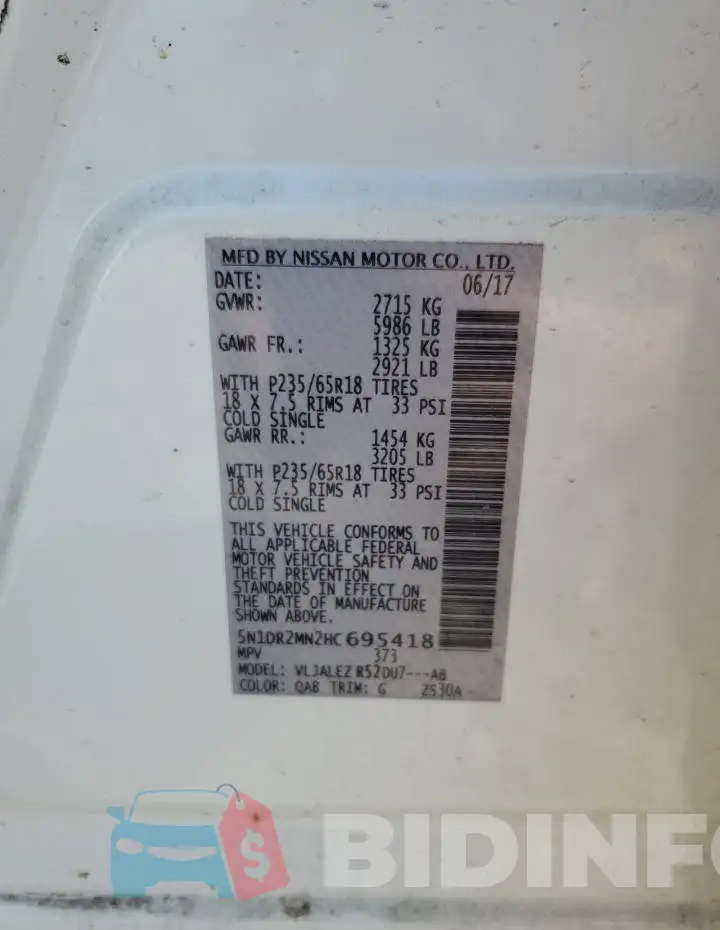 5N1DR2MN2HC695418 Photo# 13