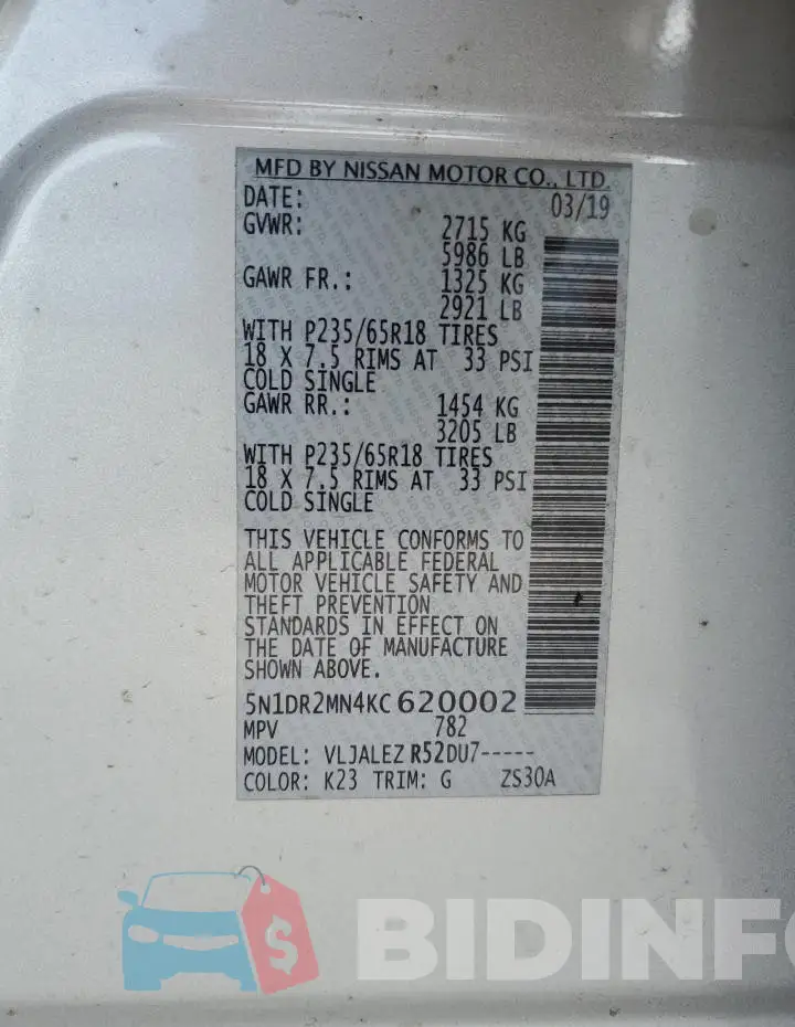 5N1DR2MN4KC620002 Photo# 13