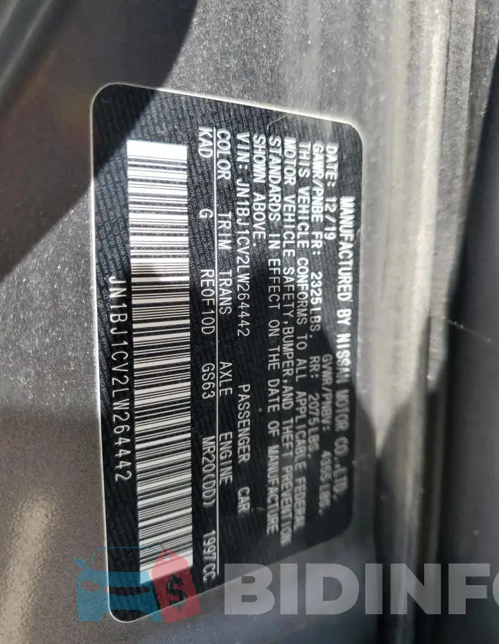 JN1BJ1CV2LW264442 Photo# 13