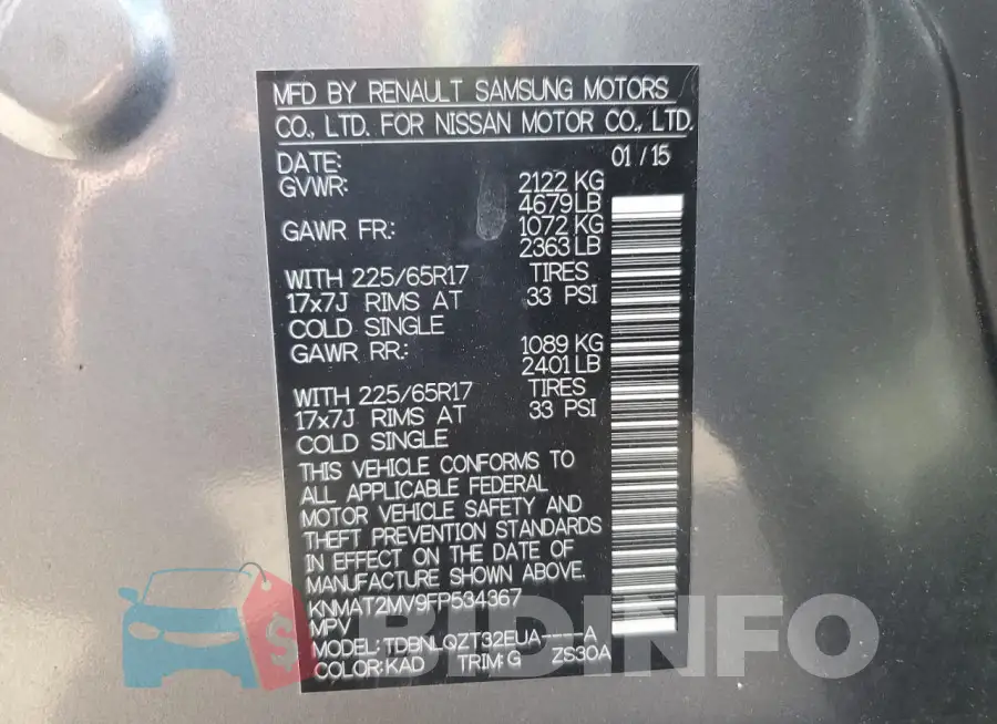 KNMAT2MV9FP534367 Photo# 13