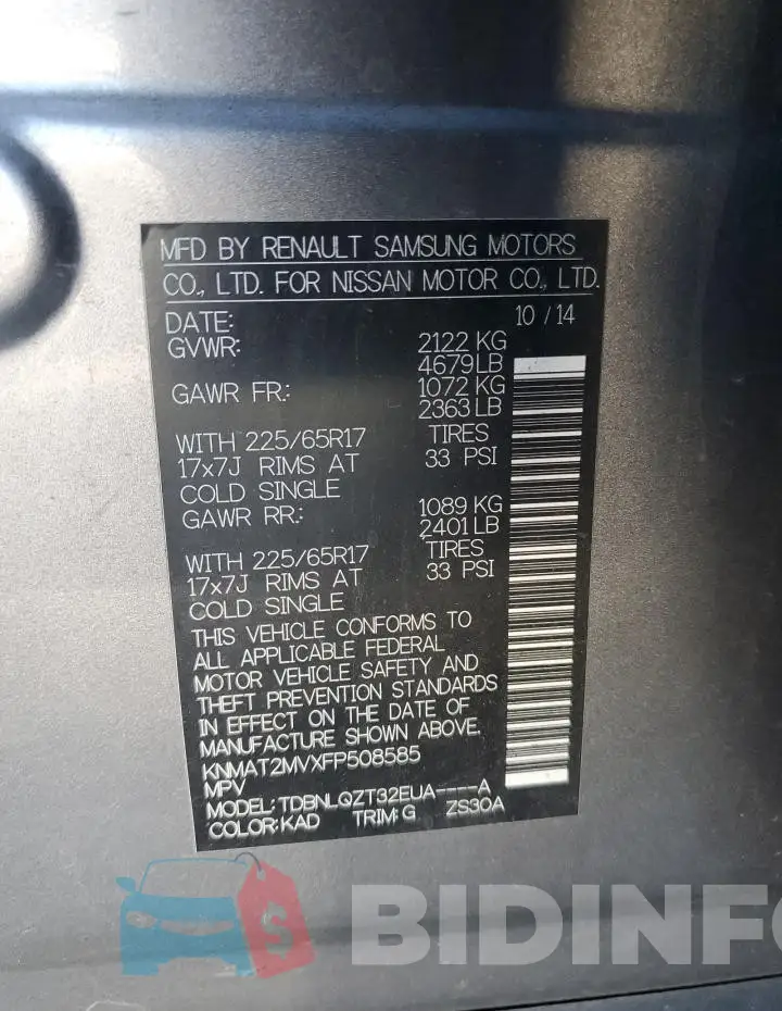 KNMAT2MVXFP508585 Photo# 14