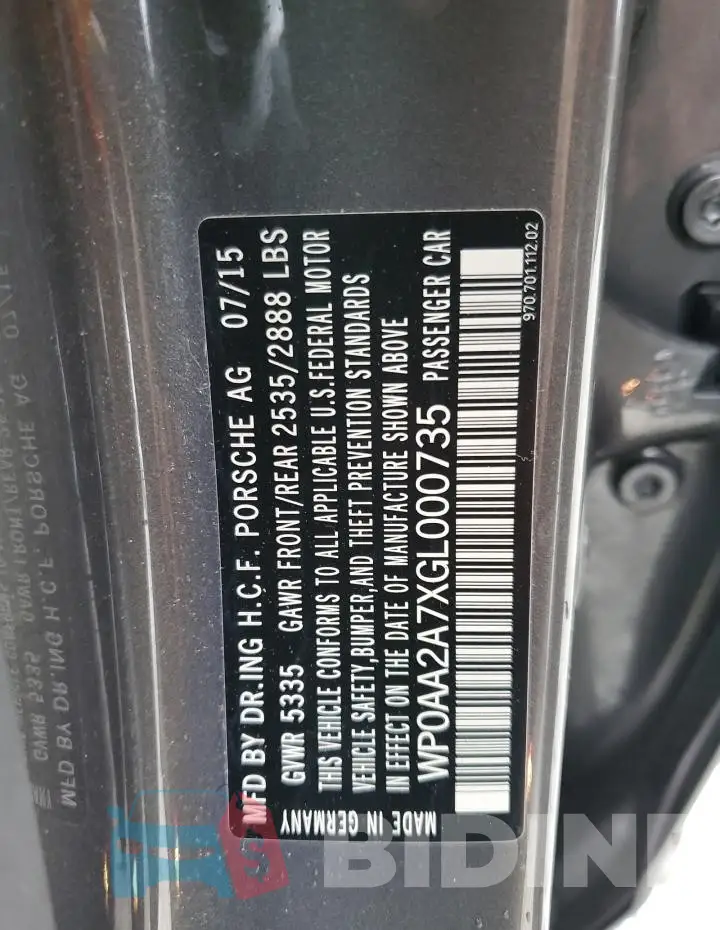 WP0AA2A7XGL000735 Photo# 13