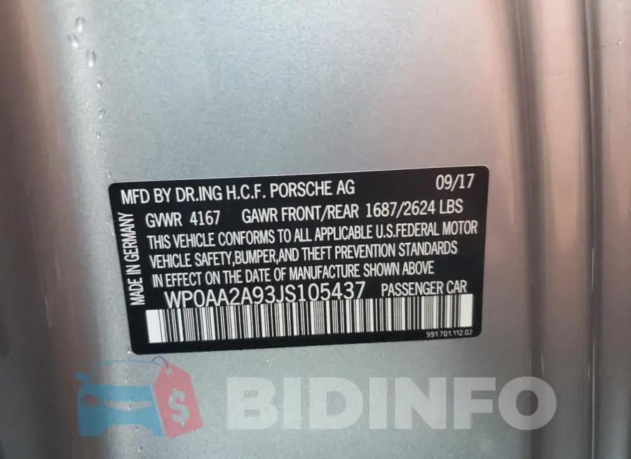 WP0AA2A93JS105437 Photo# 13