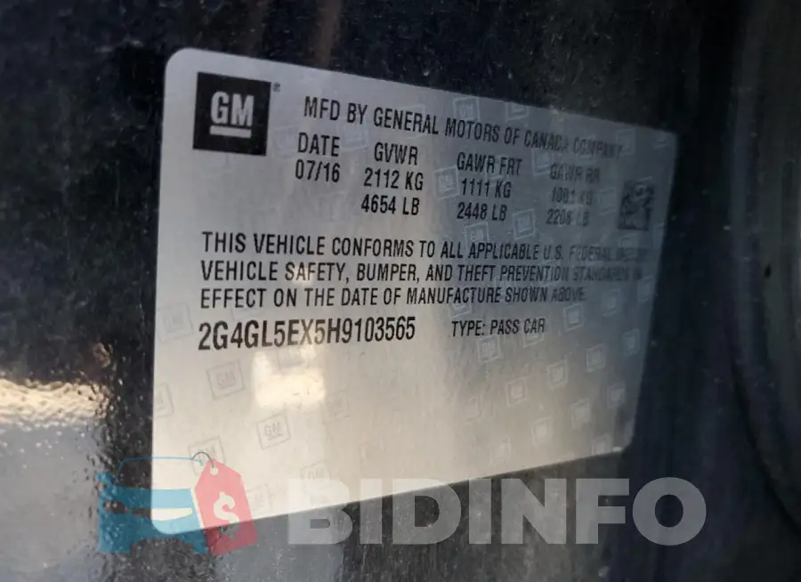 2G4GL5EX5H9103565 Photo# 12