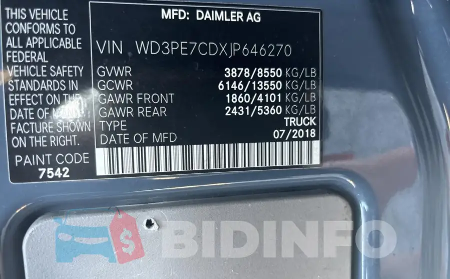 WD3PE7CDXJP646270 Photo# 10