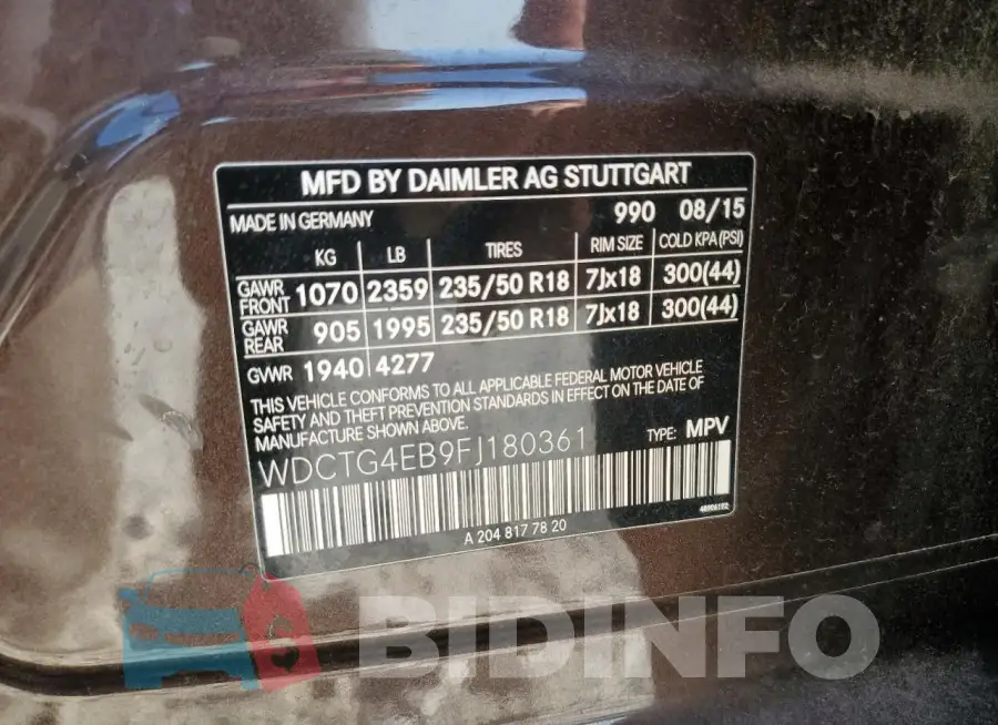 WDCTG4EB9FJ180361 Photo# 13