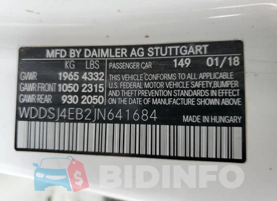 WDDSJ4EB2JN641684 Photo# 12