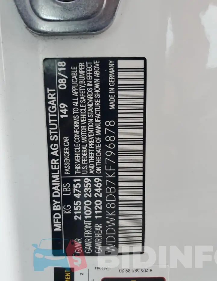 WDDWK8DB7KF796878 Photo# 13