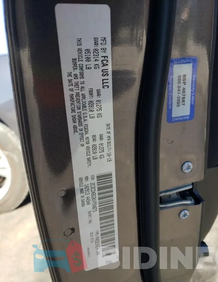 2C3CDXBG3KH754873 Photo# 12