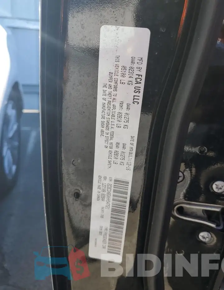 2C3CDXBGXHH547521 Photo# 12