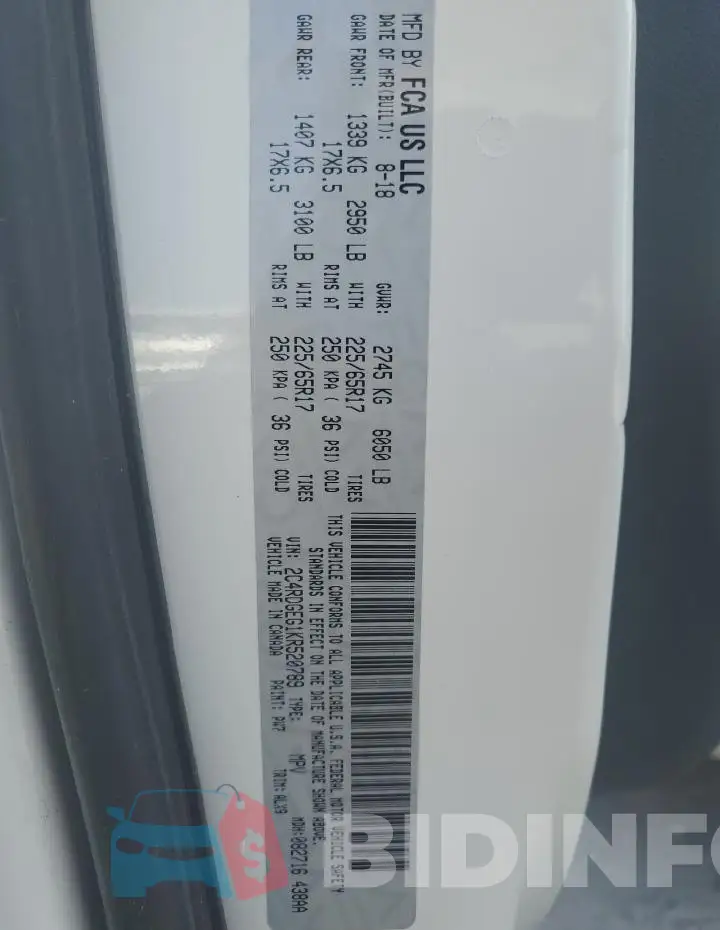 2C4RDGEG1KR520789 Photo# 13