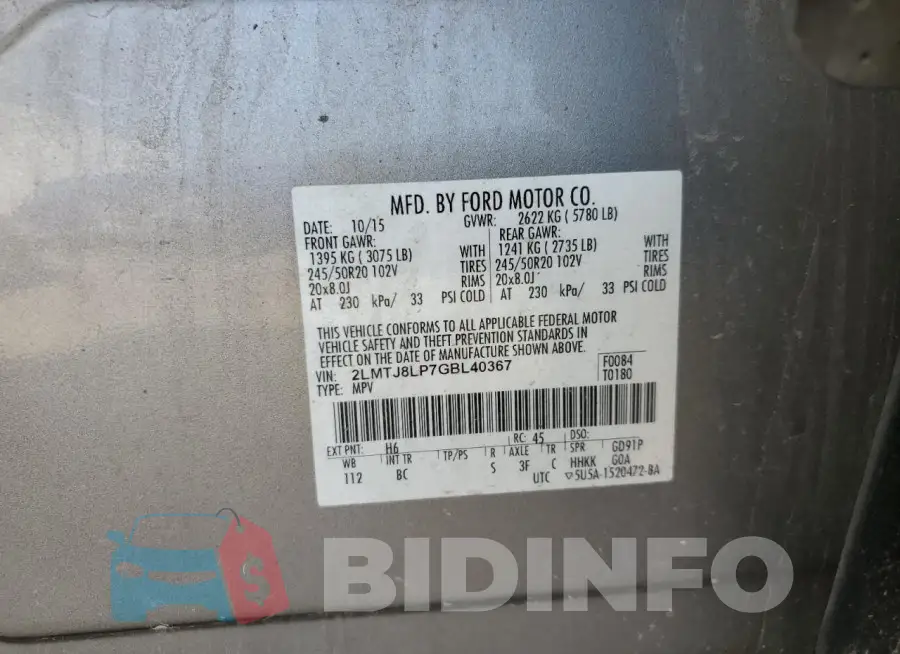 2LMTJ8LP7GBL40367 Photo# 14