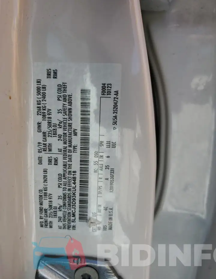 5LMCJ3D93KUL44818 Photo# 13