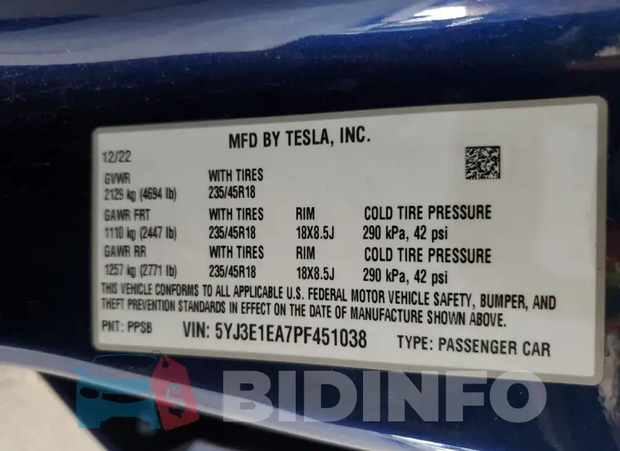 5YJ3E1EA7PF451038 Photo# 13