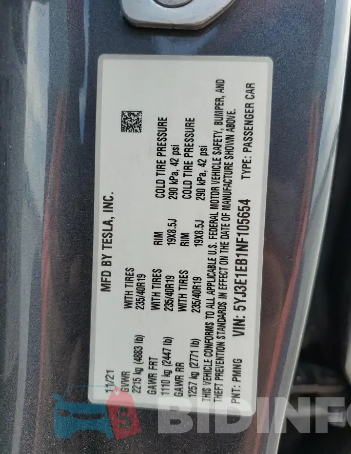 5YJ3E1EB1NF105654 Photo# 12
