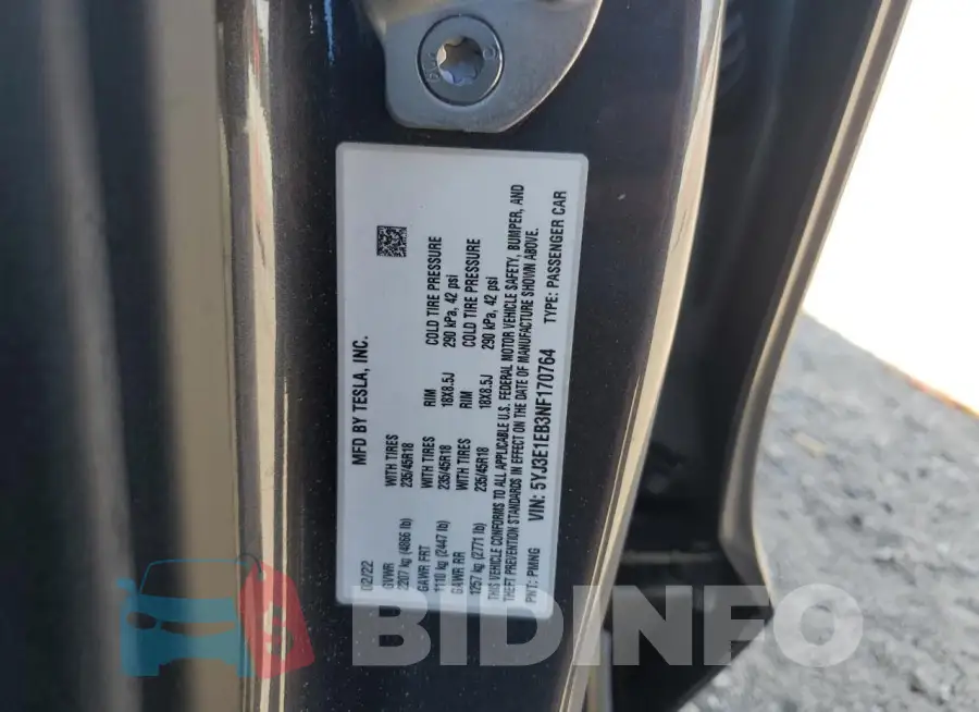 5YJ3E1EB3NF170764 Photo# 12
