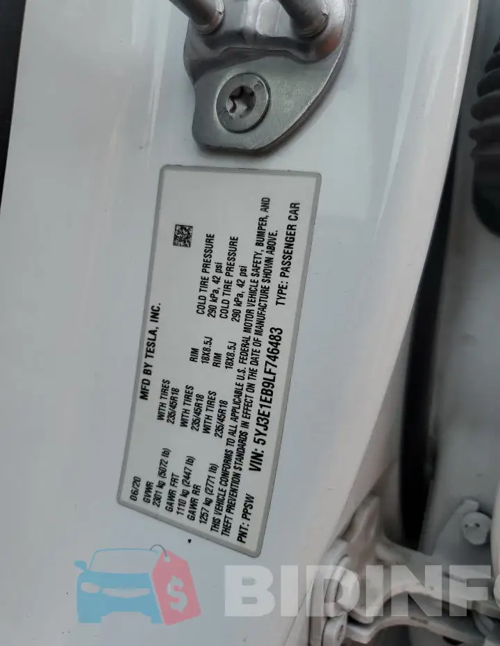 5YJ3E1EB9LF746483 Photo# 12