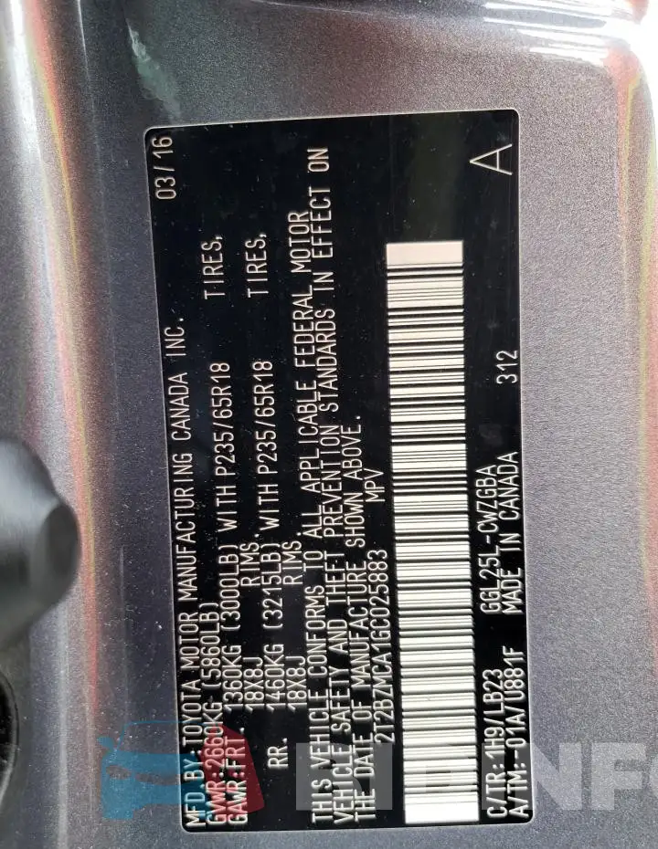 2T2BZMCA1GC025883 Photo# 13