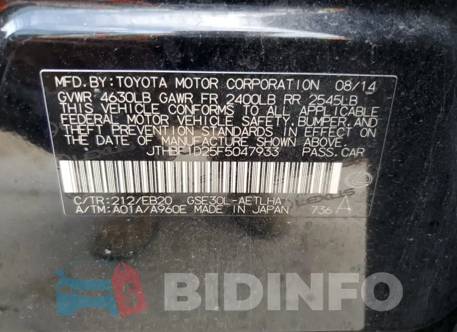 JTHBF1D25F5047933 Photo# 12