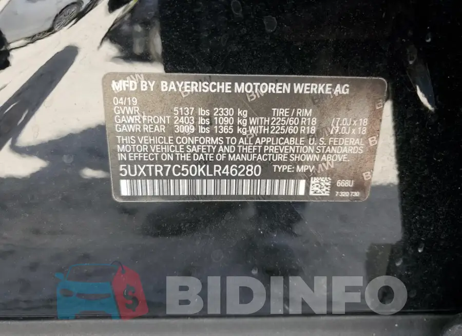 5UXTR7C50KLR46280 Photo# 14