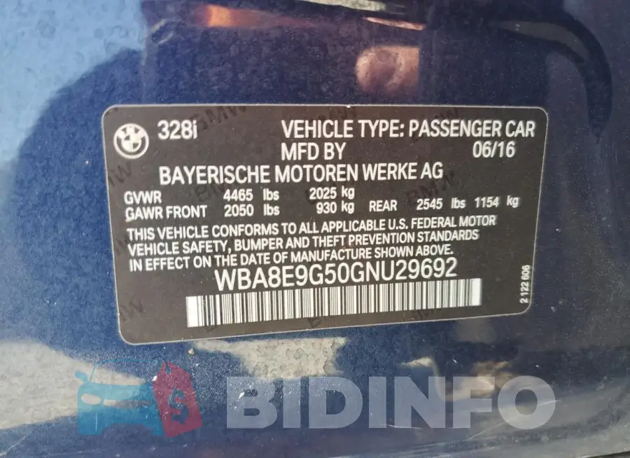 WBA8E9G50GNU29692 Photo# 12