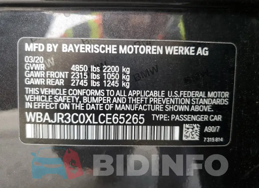 WBAJR3C0XLCE65265 Photo# 12