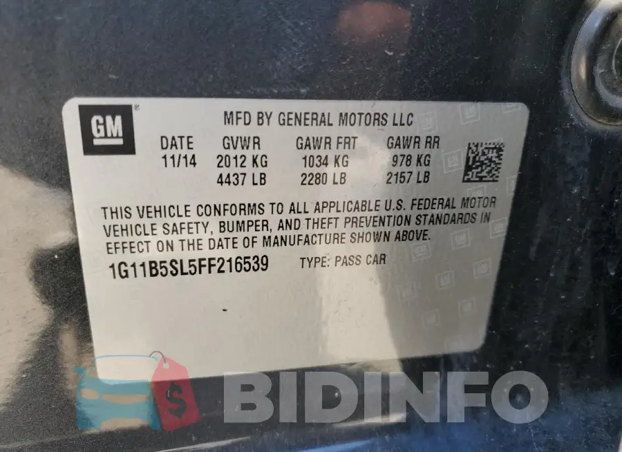1G11B5SL5FF216539 Photo# 12
