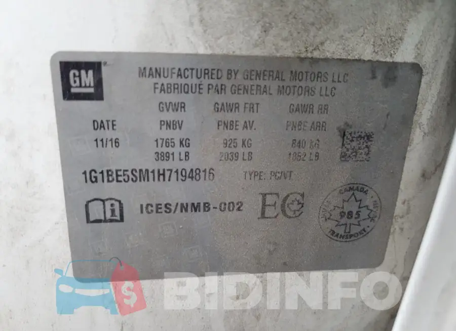 1G1BE5SM1H7194816 Photo# 12