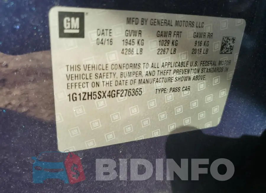 1G1ZH5SX4GF276365 Photo# 12