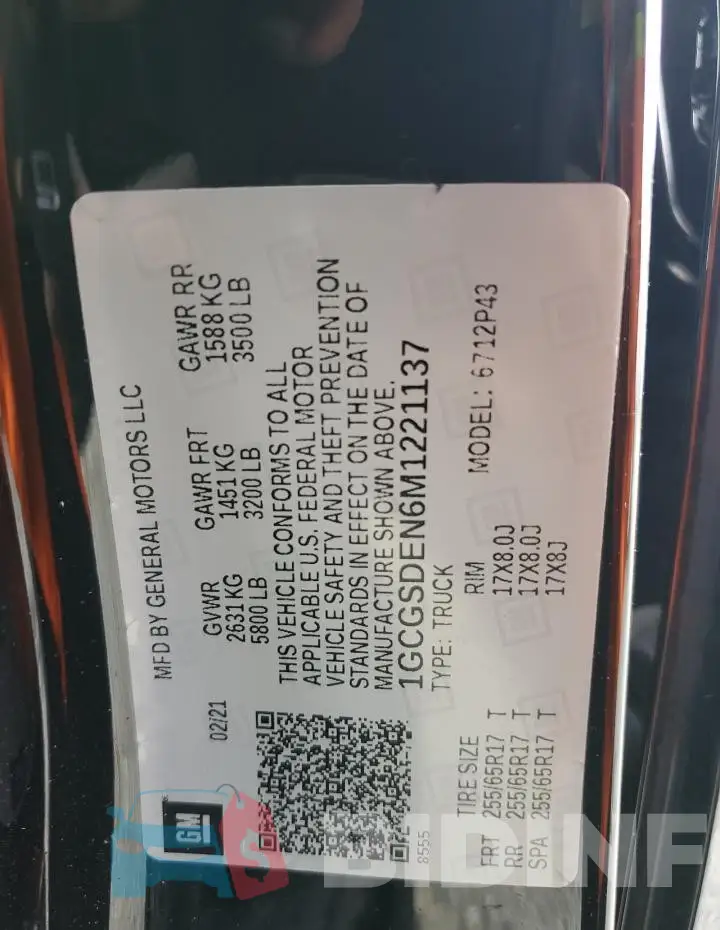 1GCGSDEN6M1221137 Photo# 12