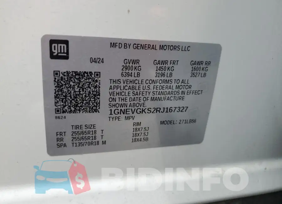 1GNEVGKS2RJ167327 Photo# 13